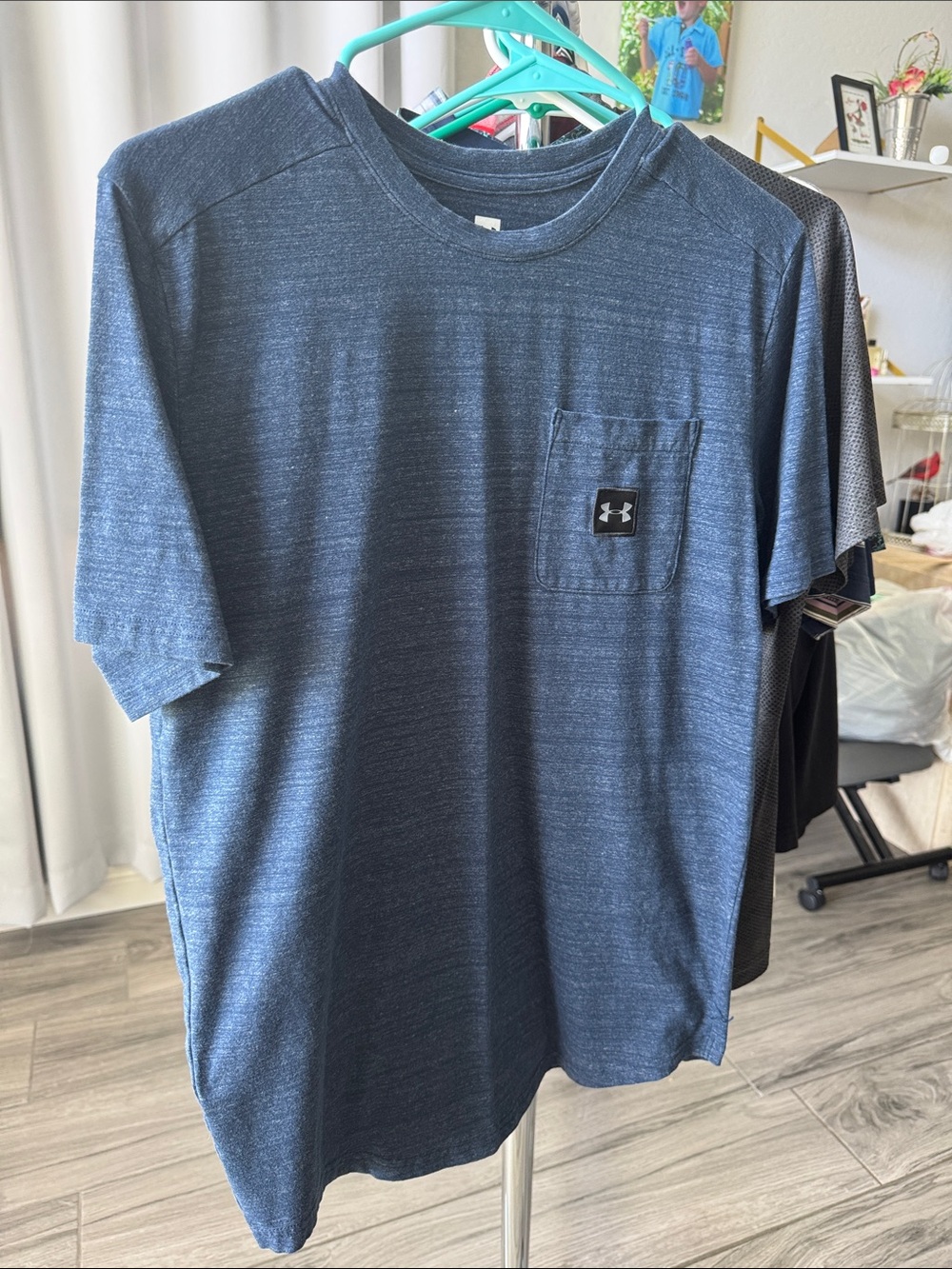 Hurley Men's Heather Blue Short-Sleeve Pocket Tee New Without Tag